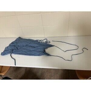 Small Paige Blue Spaghetti Strap tie Back Jean Wrap Dress With Matching Belt